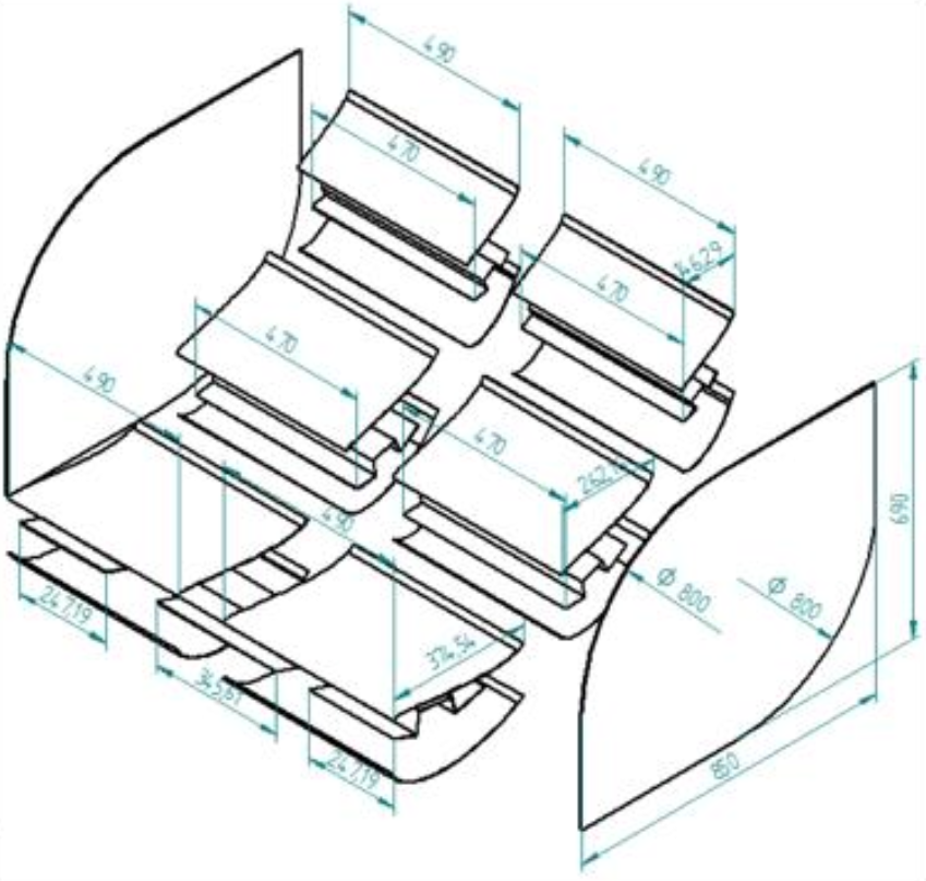 Exploded view of carbon-fiber rear-wing components