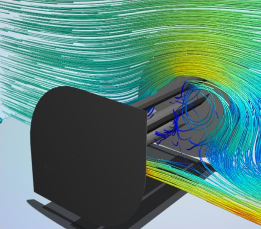 Rear-wing CFD flow visualization
