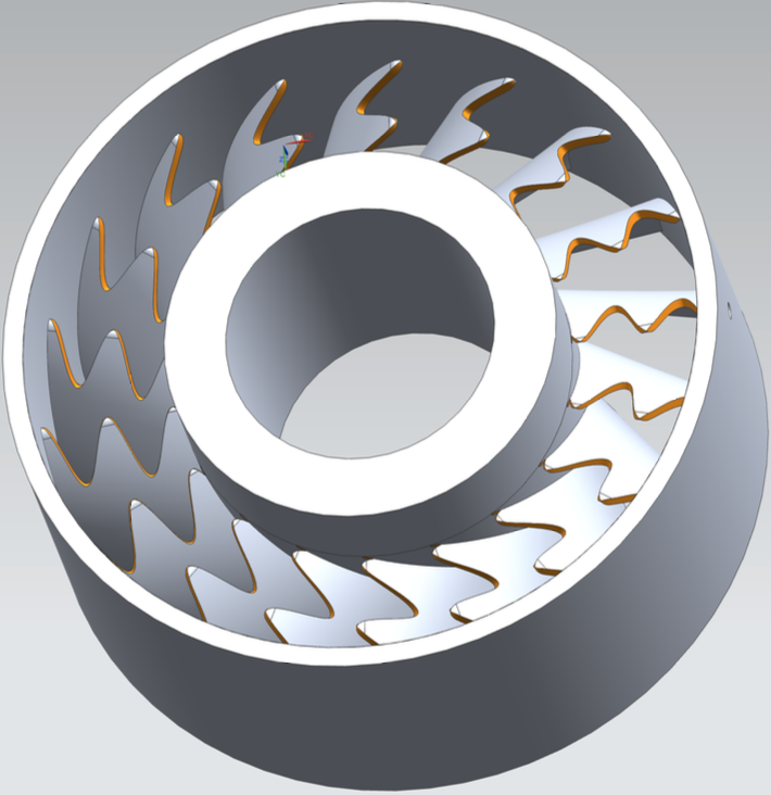 Serrated outlet guide vane CAD design