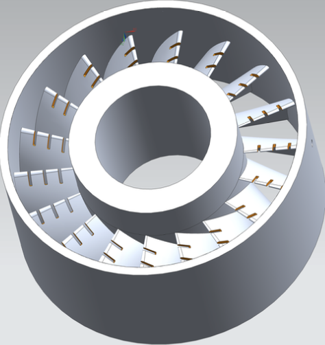 Slitted outlet guide vane CAD design