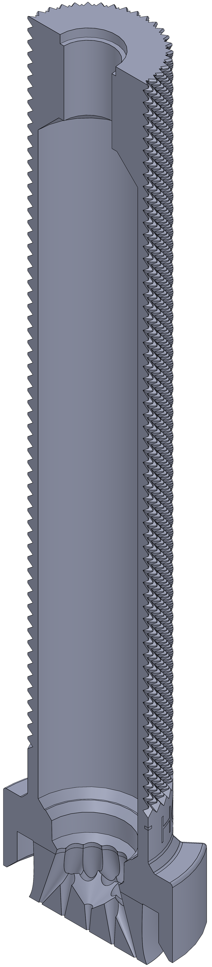 Front stamp cross-section showing the internal pneumatic passages